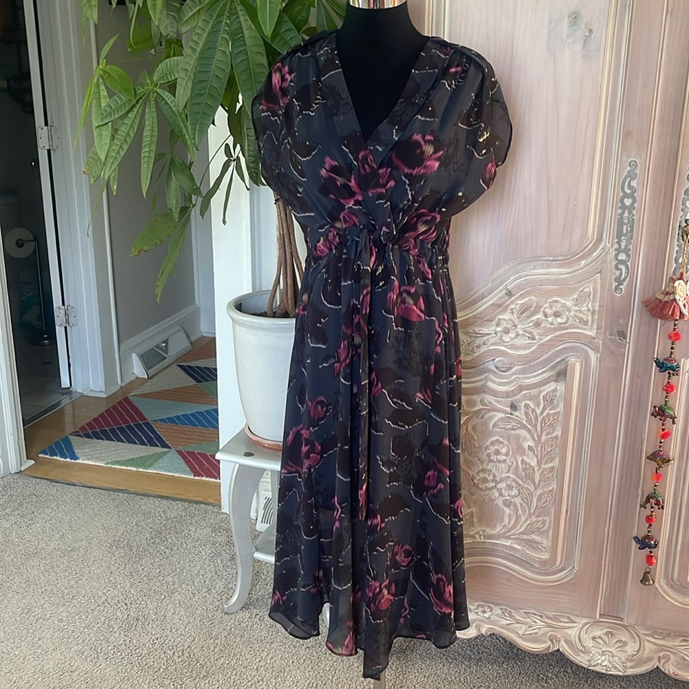 All Saints Sheer Floral Dress with Attached Slip - Picture 3 of 12